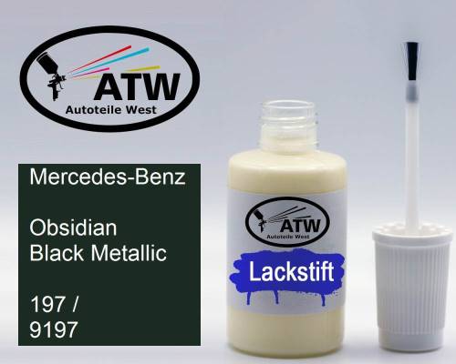 Mercedes-Benz, Obsidian Black Metallic, 197 / 9197: 20ml Lackstift, von ATW Autoteile West.